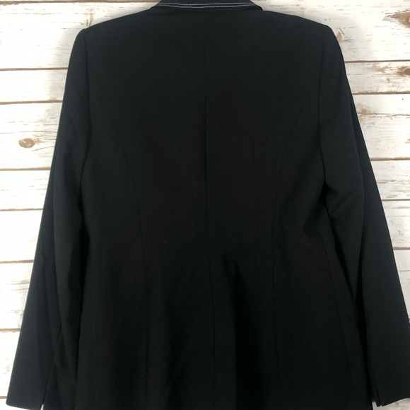 Calvin Klein Black SZ 6 Top-Stitch Career One-Button Blazer - Picture 4 of 8